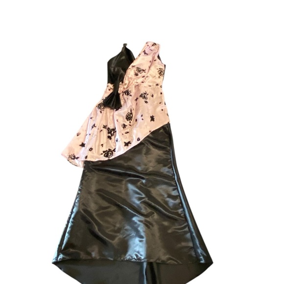 Vintage Handmade Black and Pink Bow Women's formal mermaid Gown Dress - Picture 2 of 8